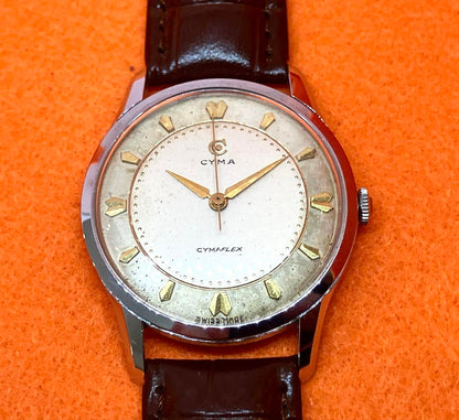 Old CYMA Winding Watch Seamflex Operational Product 1950s