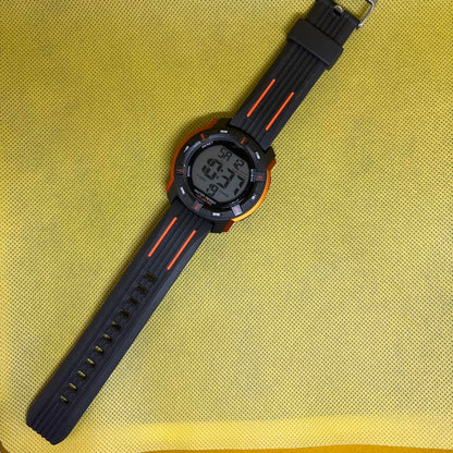 10-Atmosphere Water-Resistant Digital Watch Black/Orange