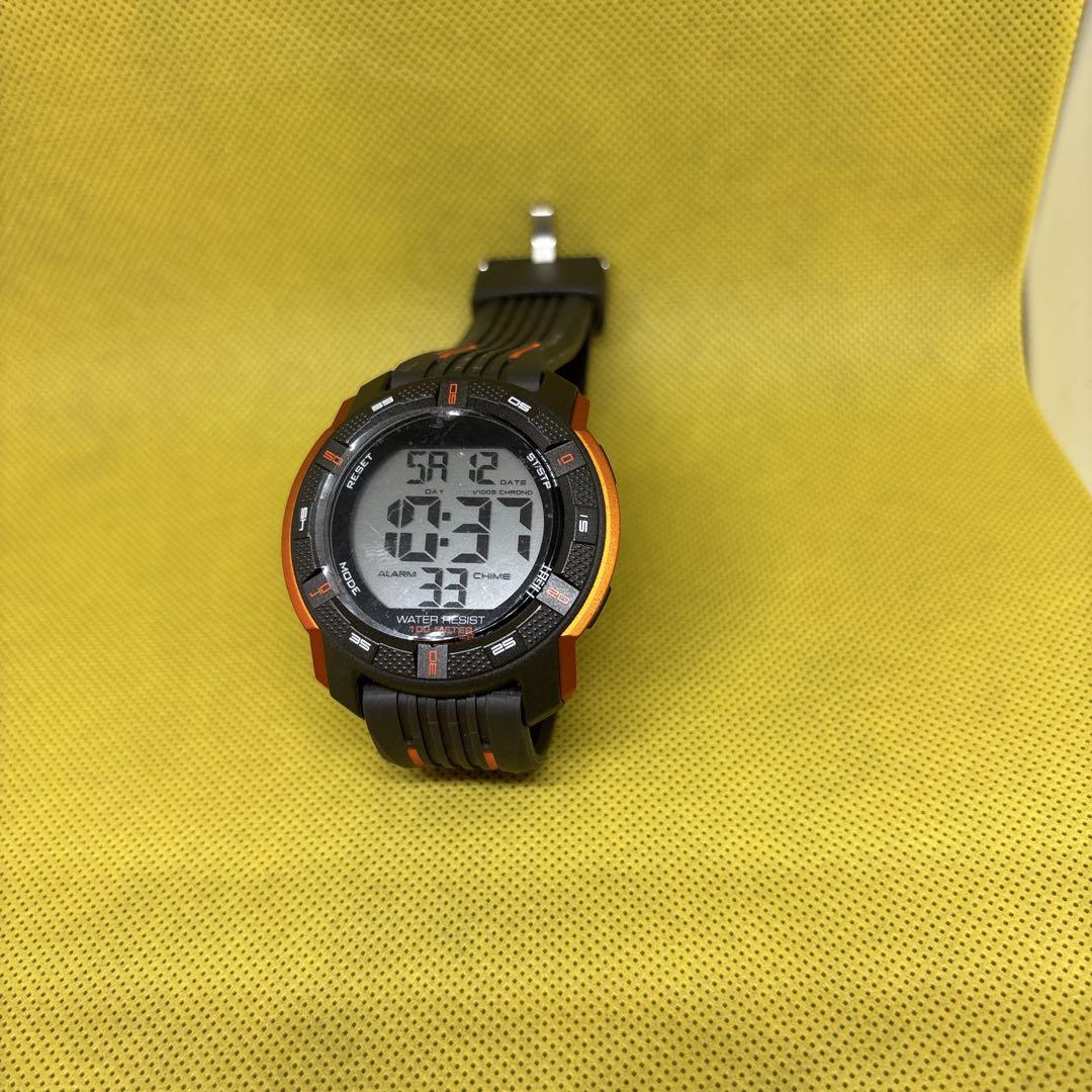 10-Atmosphere Water-Resistant Digital Watch Black/Orange