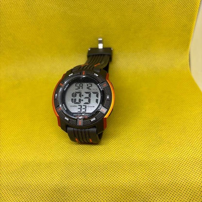 10-Atmosphere Water-Resistant Digital Watch Black/Orange
