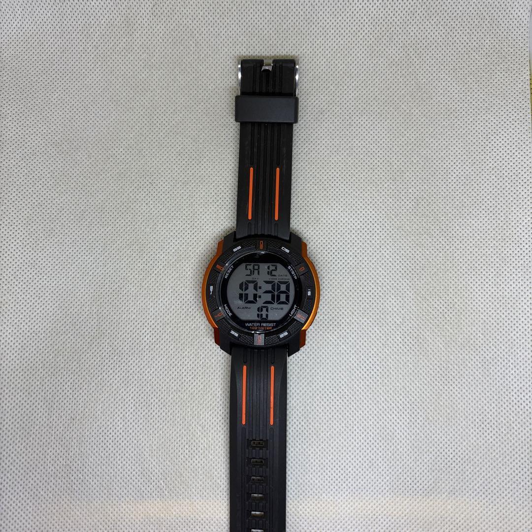 10-Atmosphere Water-Resistant Digital Watch Black/Orange