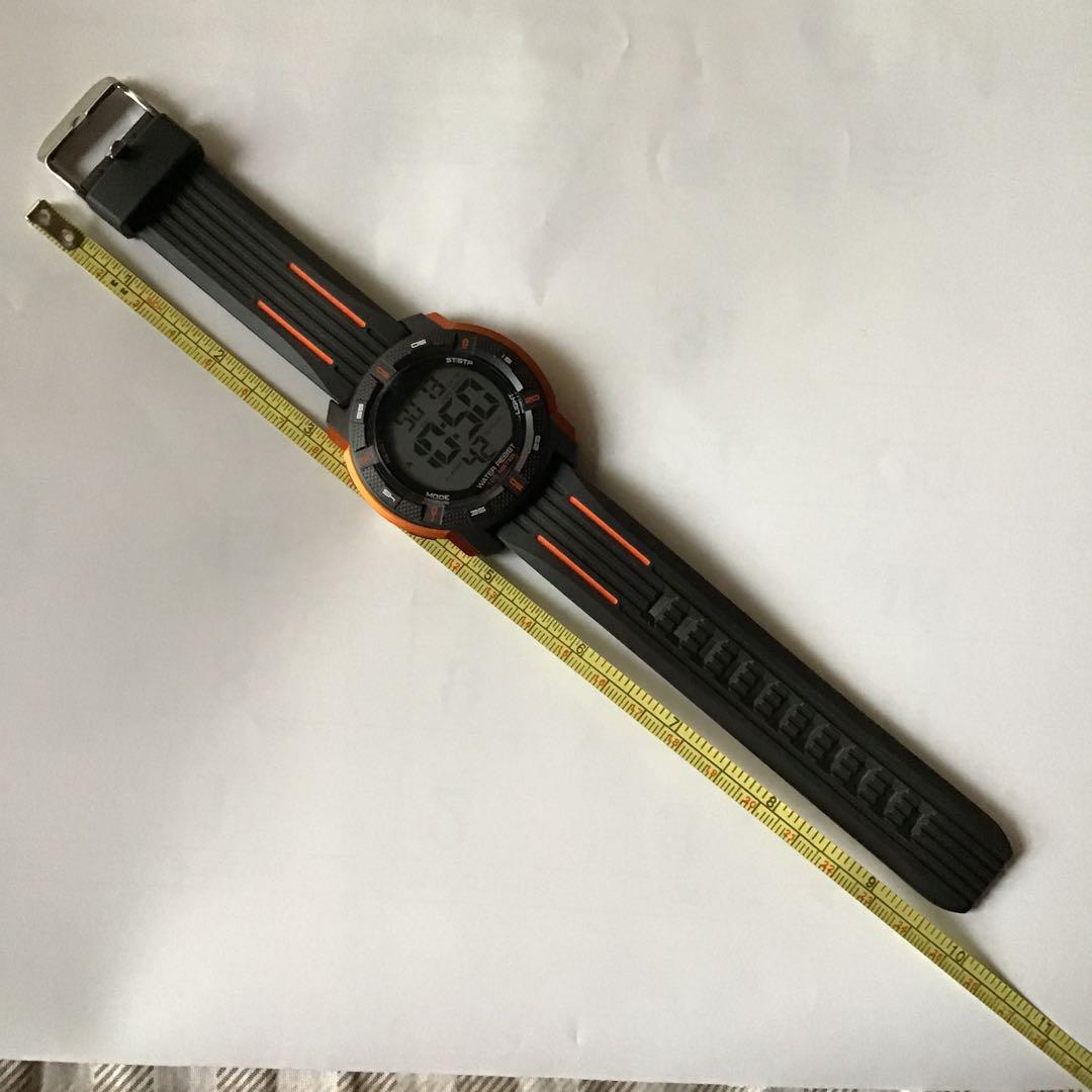 10-Atmosphere Water-Resistant Digital Watch Black/Orange