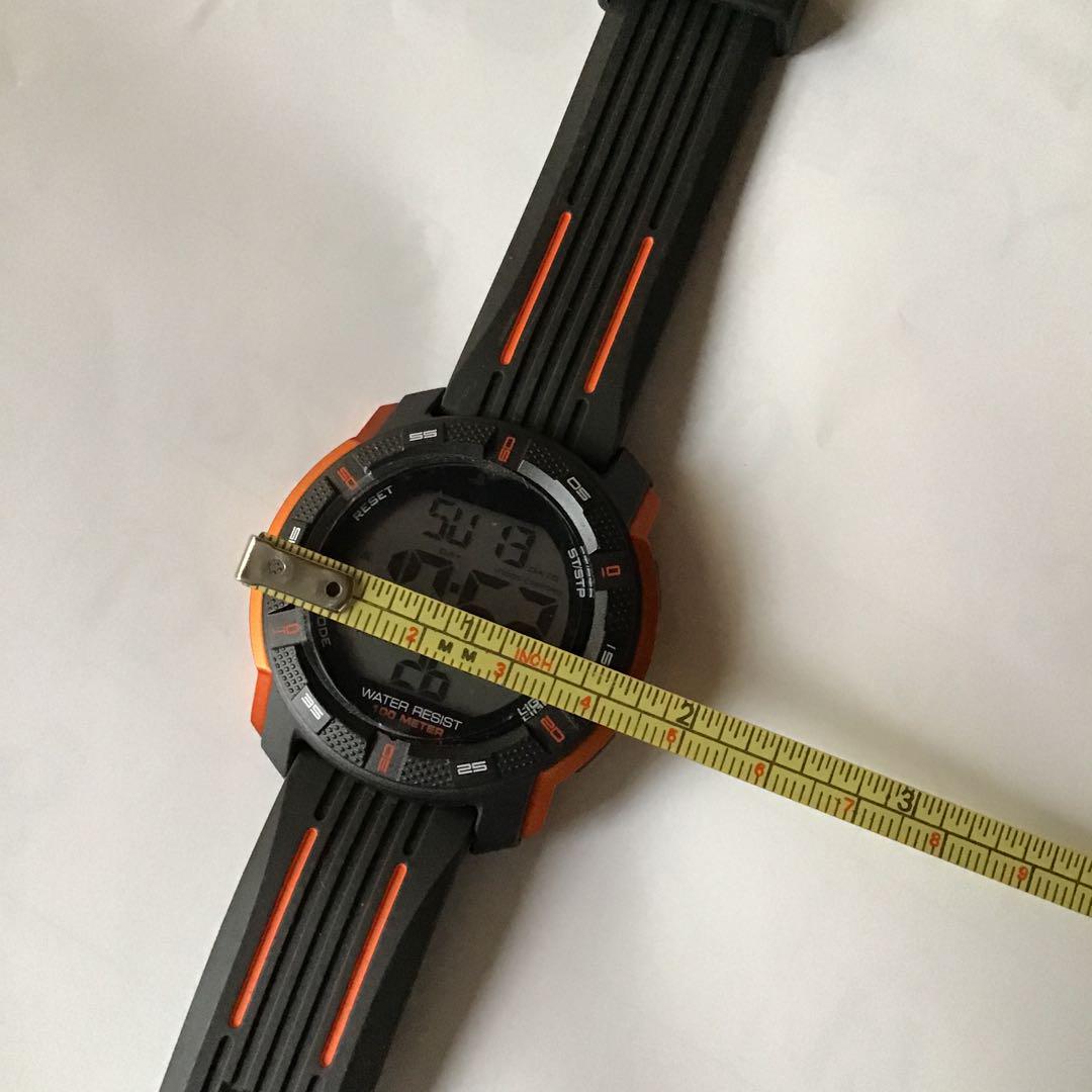 10-Atmosphere Water-Resistant Digital Watch Black/Orange