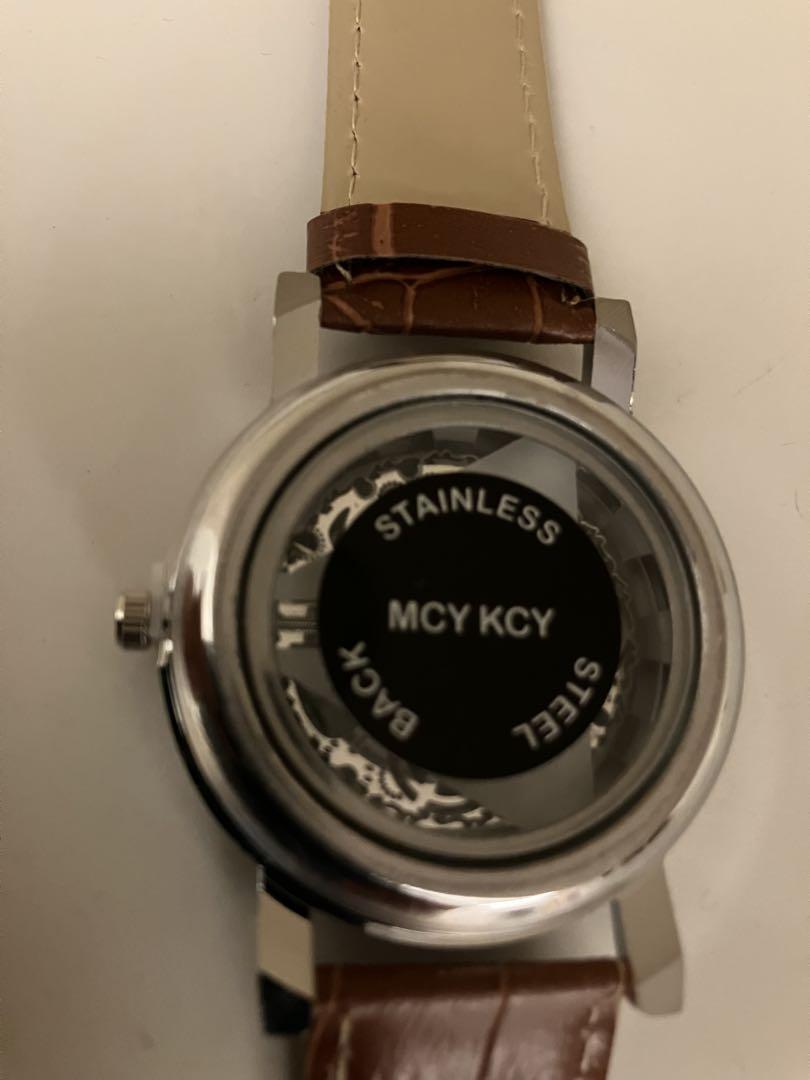 New MayKey Skeleton Watch Brown Leather