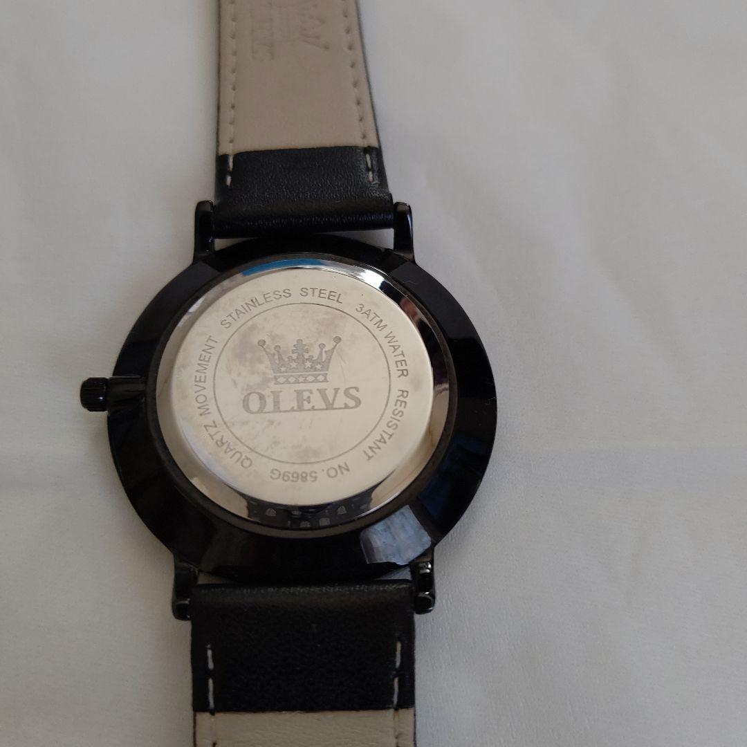 OLEVS Black Leather Watch
