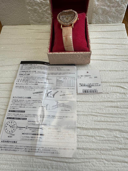 Barbie Heart-Shaped Stone Pink Leather Watch Barbie