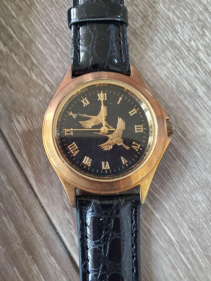 Black Leather Bird Design Watch Men