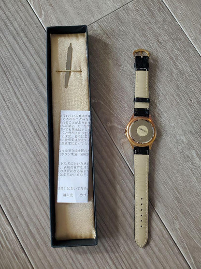 Black Leather Bird Design Watch Men