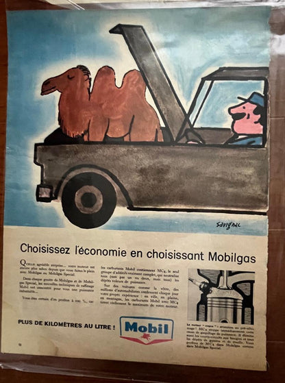 SAVIGNAC Savignac Mobil 1 Illustration Advertisement 1950s 4-Piece