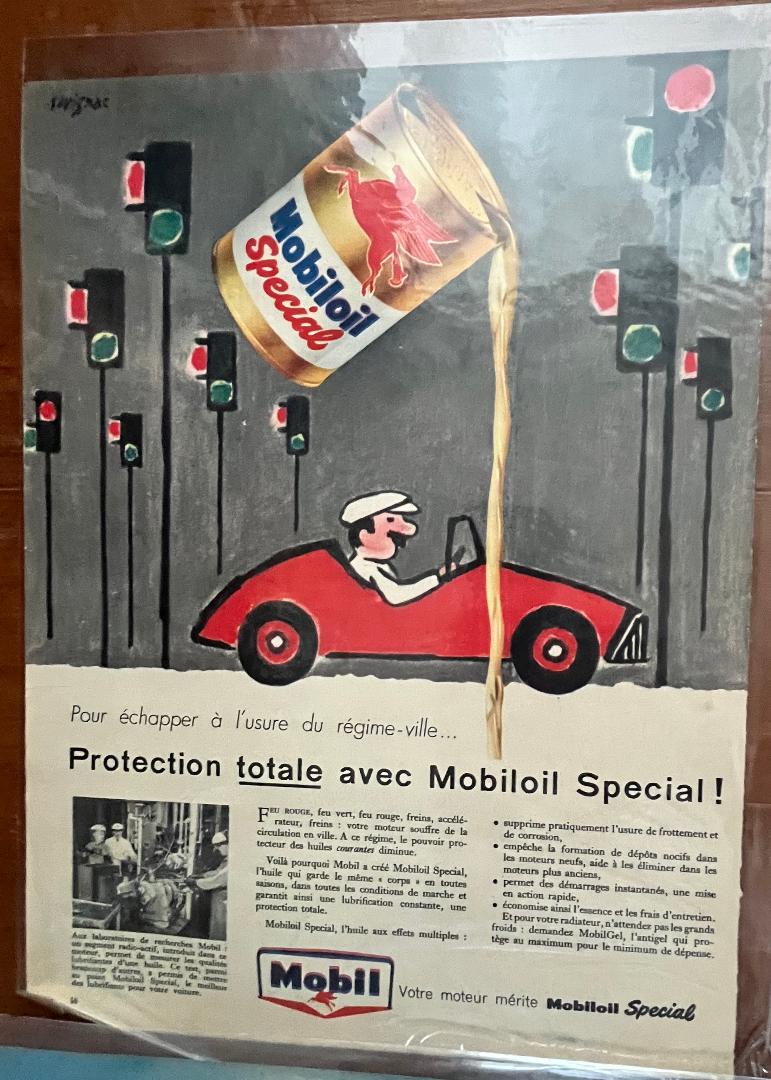 SAVIGNAC Savignac Mobil 1 Illustration Advertisement 1950s 4-Piece