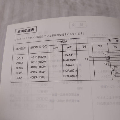 Mitsubishi Motors Lancer Cedia, Mirage Dingo Illustrated Catalog 00-10