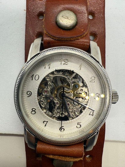 Nemesis Skeleton Automatic Watch Leather Strap
