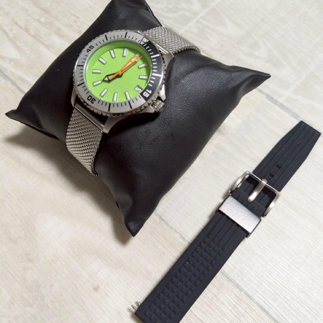 Unused Product Divers Watch Automatic Winding Watch Silver Green