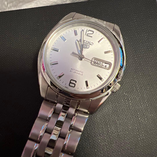 SEIKO 5 Sports Automatic Winding Watch White Dial SS Skeleton Case