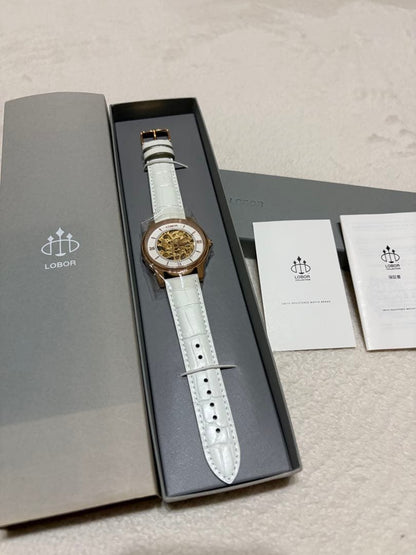 LOBOR Automatic Winding Watch White Leather