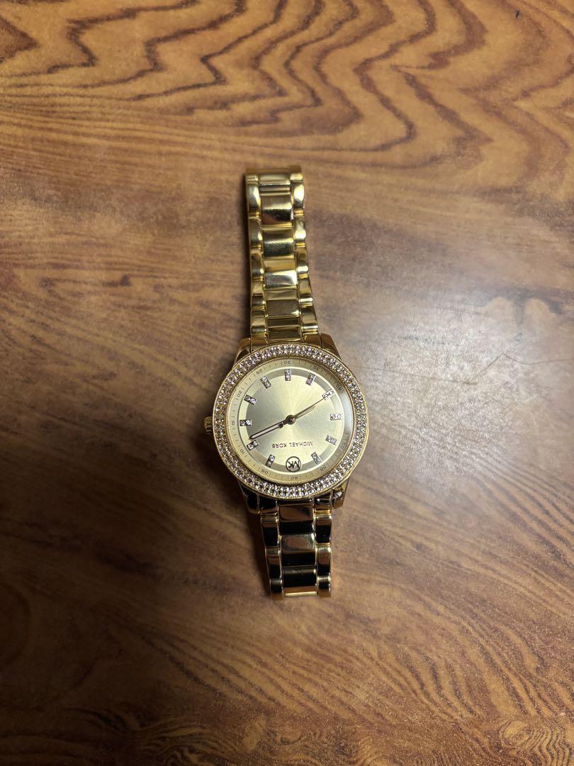 Michael Kors Gold Tone Stone Decorated Analog Watch