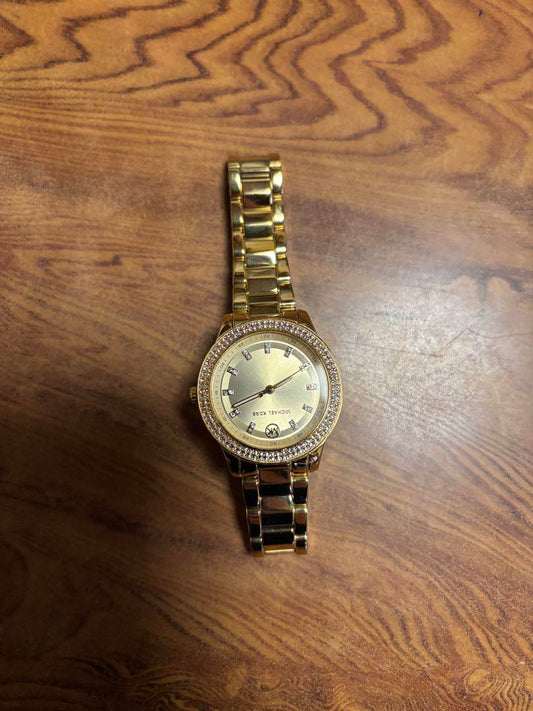 Michael Kors Gold Tone Stone Decorated Analog Watch