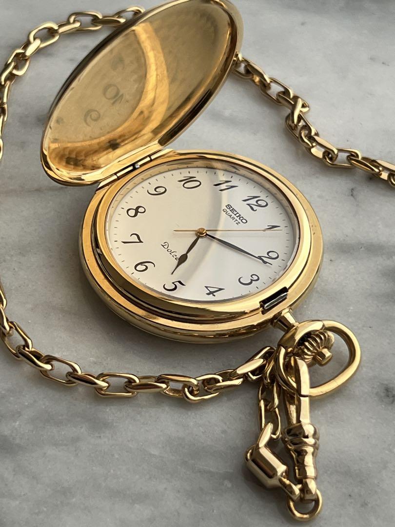 [Battery Replaced] Rare SEIKO Dolce Pocket Watch Dolce