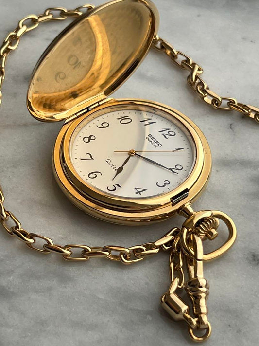 [Battery Replaced] Rare SEIKO Dolce Pocket Watch Dolce