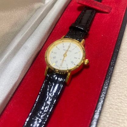 New Unused Gold Black Winding Watch