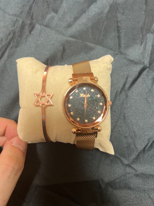Binda Starry Sky Pattern Rose Gold Watch