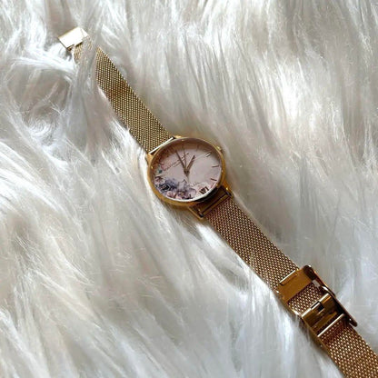 OLIVIA BURTON Floral Winding Watch Gold