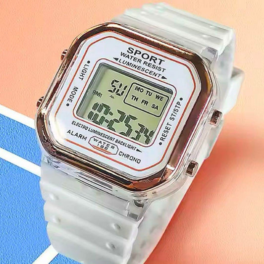 New Unworn Digital Sports Watch Multi-function Men's Women's White
