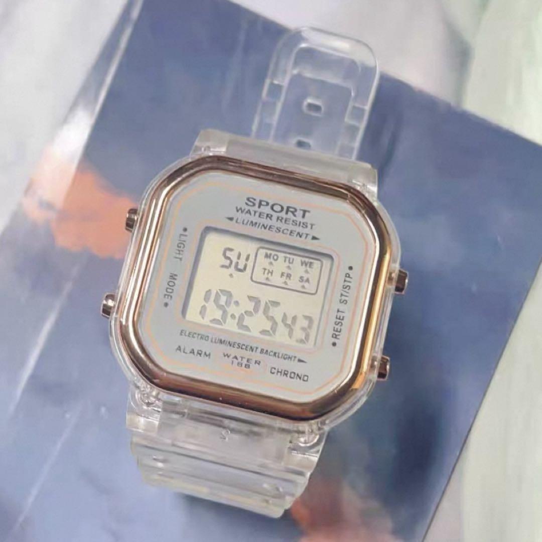 New Unworn Digital Sports Watch Multi-function Men's Women's White