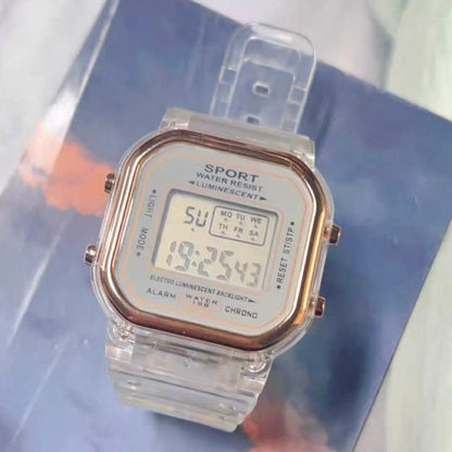 New Unworn Digital Sports Watch Multi-function Men's Women's White