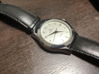 POLJOT Poliotte Hand-Wound Watch Silver Dial Leather Strap