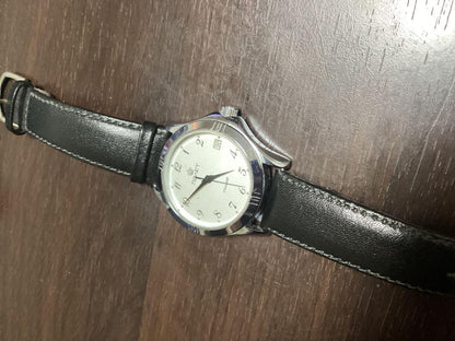 POLJOT Poliotte Hand-Wound Watch Silver Dial Leather Strap