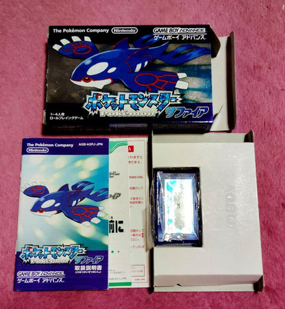 GBA Pokémon Sapphire Game with Box and Manual