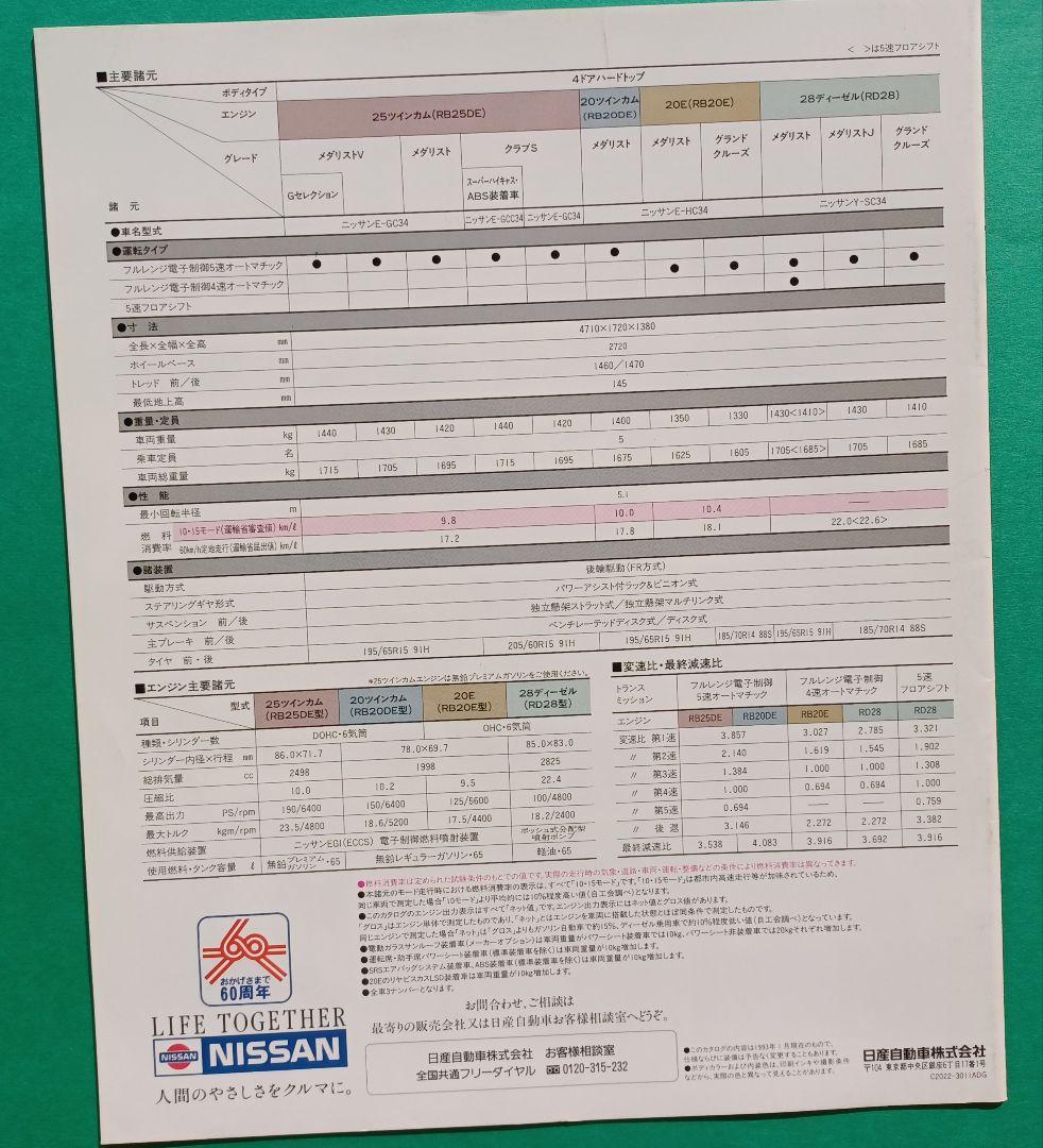 Nissan Laurel 7th Generation C34 Type Initial Catalog 1993