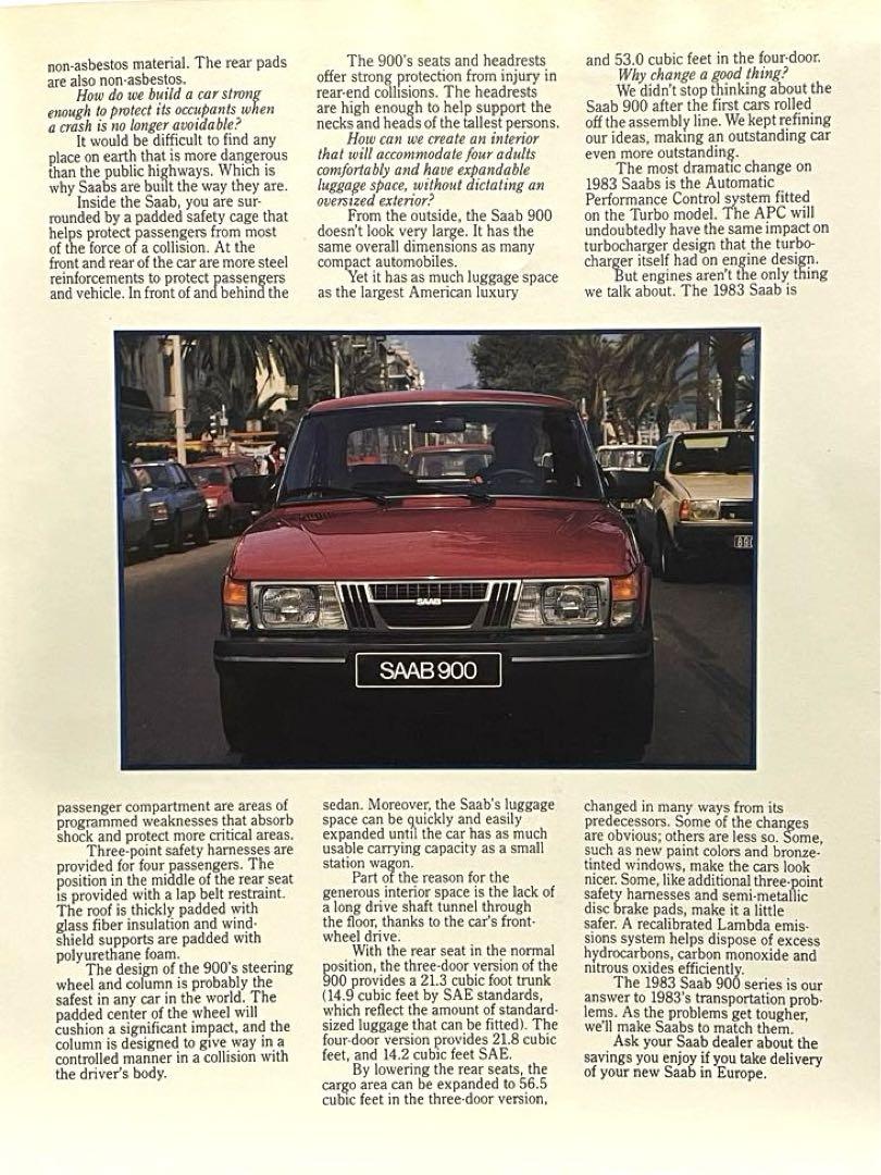 SAAB 1983 USA Catalog
