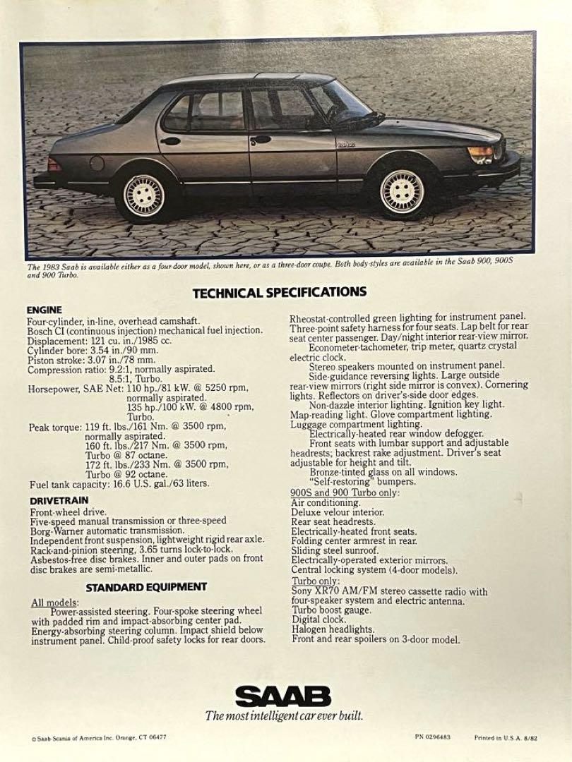 SAAB 1983 USA Catalog