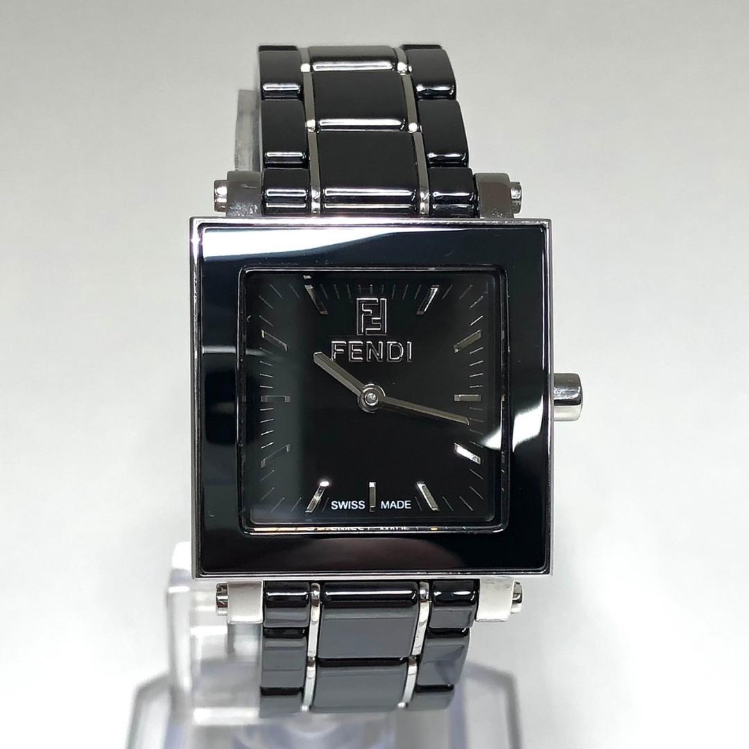 Operational FENDI Quadro 6200L Black Ceramic Watch