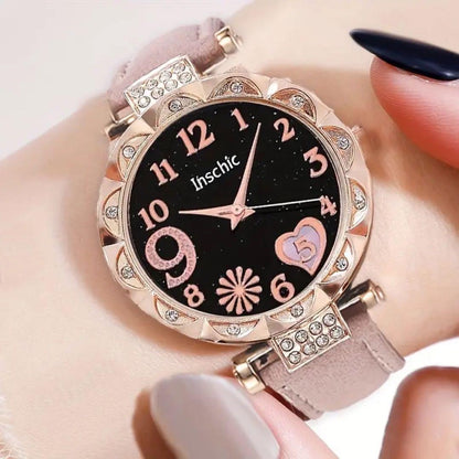 LAST 1 Love Heart Watch and Bracelet Set Pink 2 Pieces Ladies