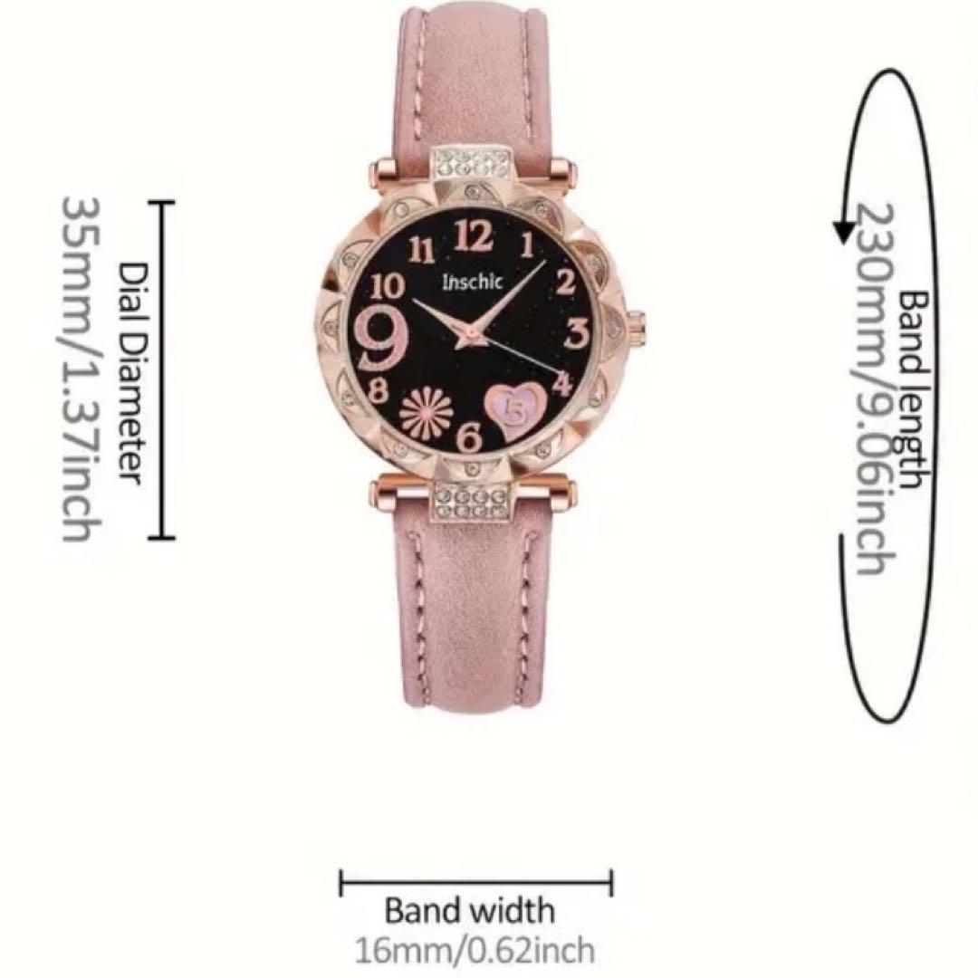LAST 1 Love Heart Watch and Bracelet Set Pink 2 Pieces Ladies