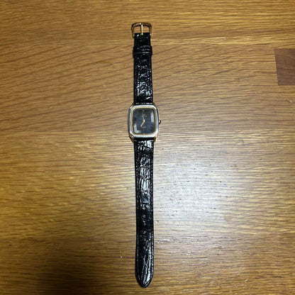 Leather Wound Watch Black Leather Square