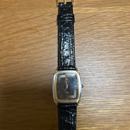 Leather Wound Watch Black Leather Square