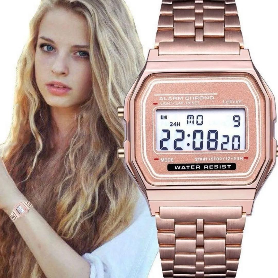 Ladies Digital Rose Gold Watch