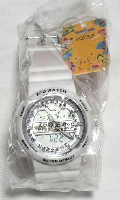 Pikachu Watch Overseas Made Pokemon White Analog Digital Official Product