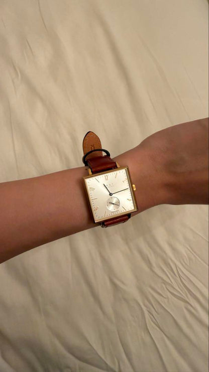 Brown Leather Square Watch by Knot! Almost New!