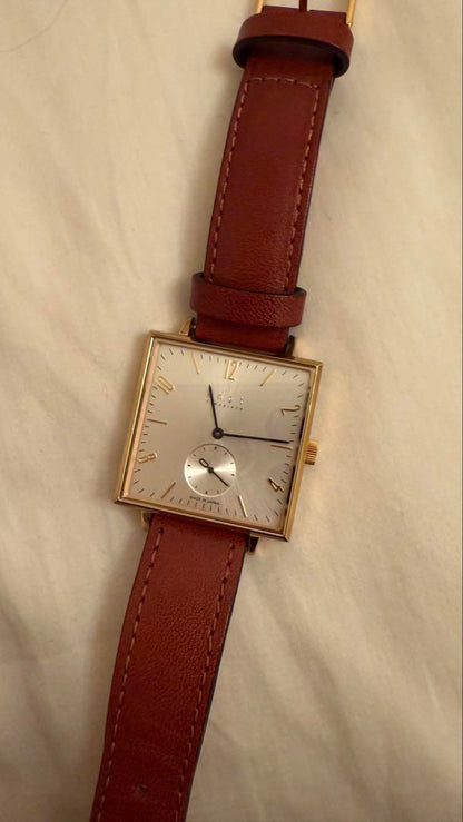Brown Leather Square Watch by Knot! Almost New!