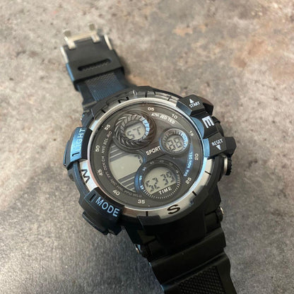 Unisex Digital Watch with Multiple Functions Silver/Black