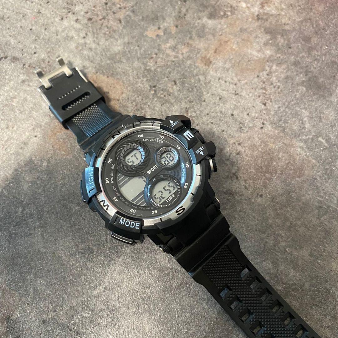 Unisex Digital Watch with Multiple Functions Silver/Black