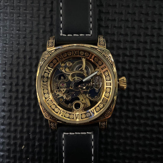 New Skeleton Winding Watch Gold Case