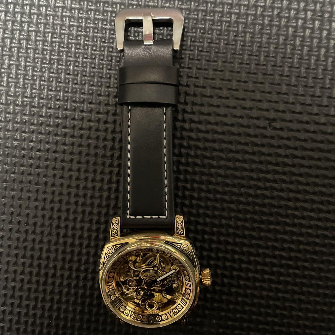 New Skeleton Winding Watch Gold Case