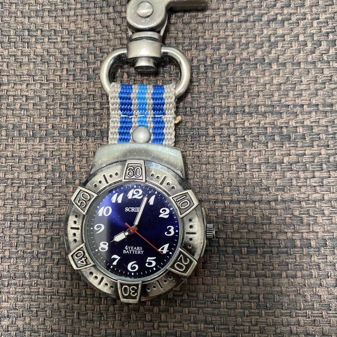 Battery-Powered JARIS Pocket Watch Blue Hooked Watch 4cm Height 11.5cm