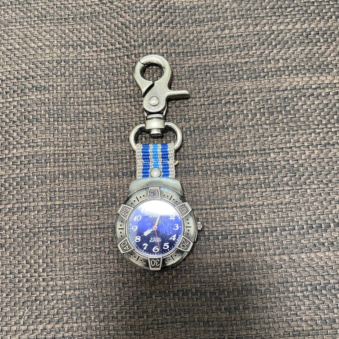 Battery-Powered JARIS Pocket Watch Blue Hooked Watch 4cm Height 11.5cm